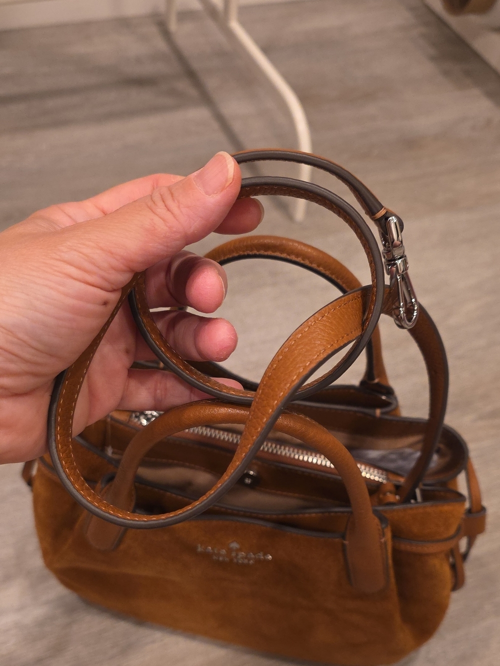 NWT Kate Spade Suede Dumpling Satchel Handbag In Warmgingerbread Color. - Picture 4 of 10